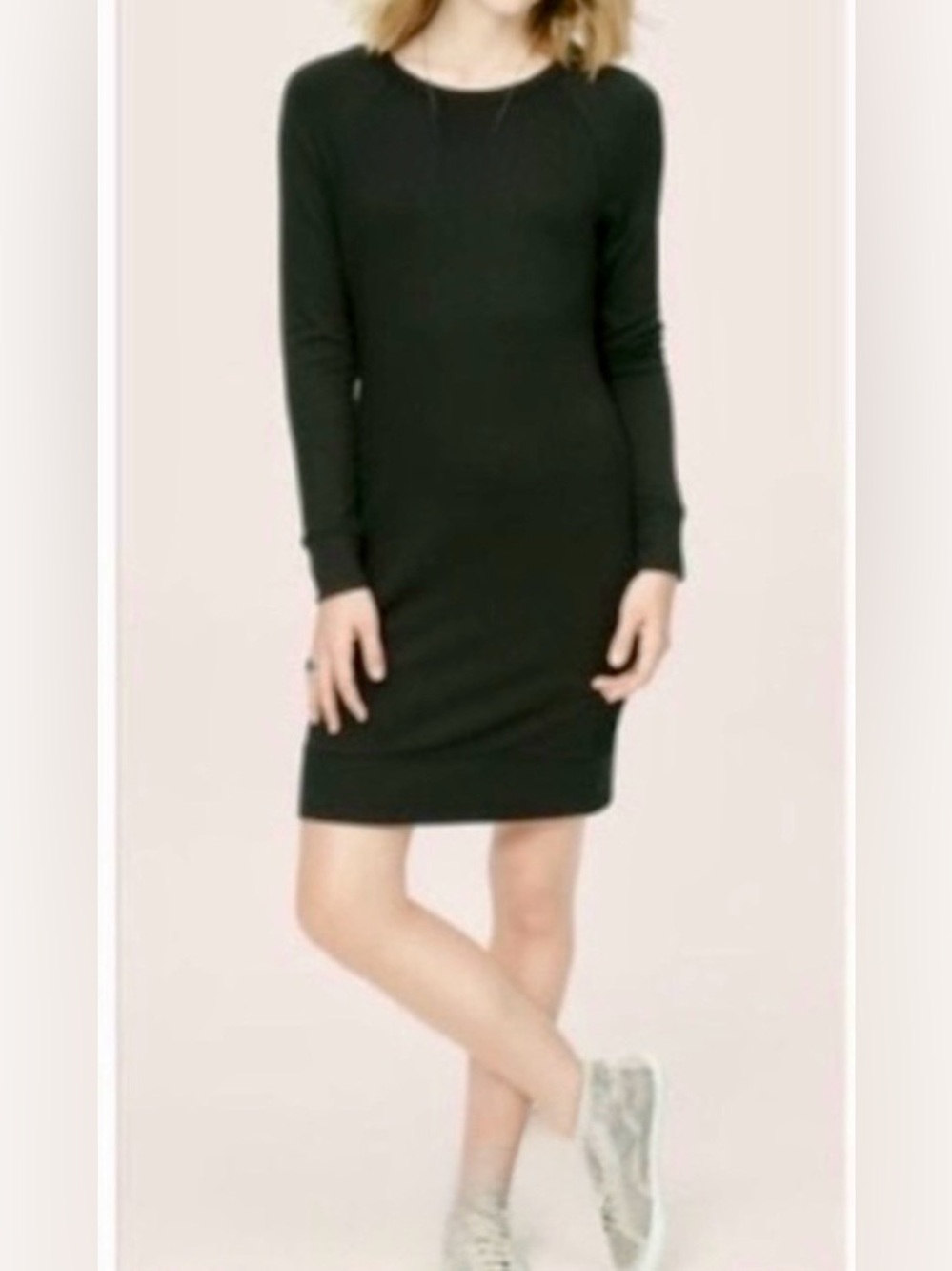 Lou and Grey Soft Black Jersey Long Sleeve Shift Dress Size S